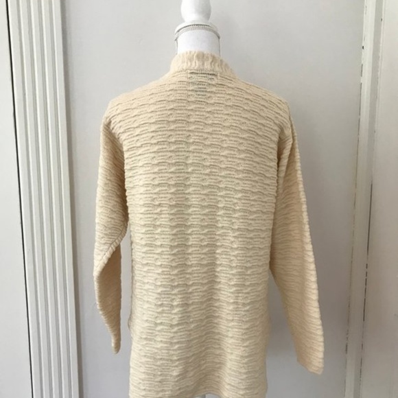 Vintage Ivory Wool Textured Open Sweater Coat - Picture 5 of 5